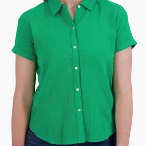 Lucky Brand Vibrant Green Womens Button-Down Shirt - S